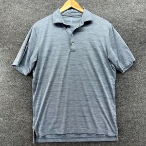Johnnie O Mens Short Sleeve Polo Shirt Blue Heathered Performance Golf Size S